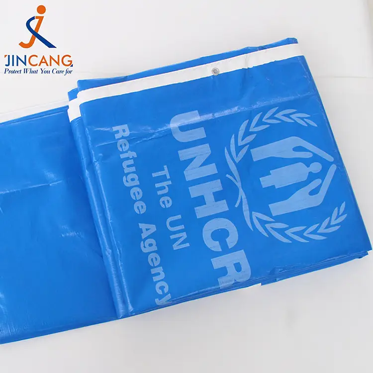 220g zuri urdina PE Tarpaulin estanpatuarekin