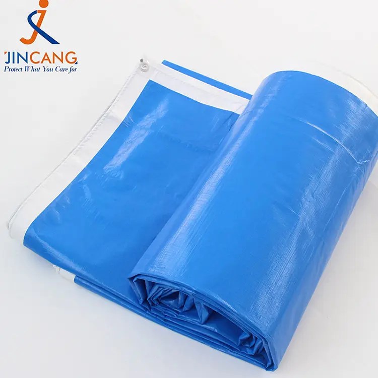 220g zuri urdina PE Tarpaulin estanpatuarekin