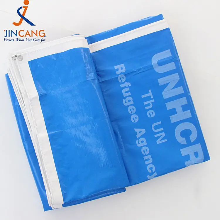 220g zuri urdina PE Tarpaulin estanpatuarekin