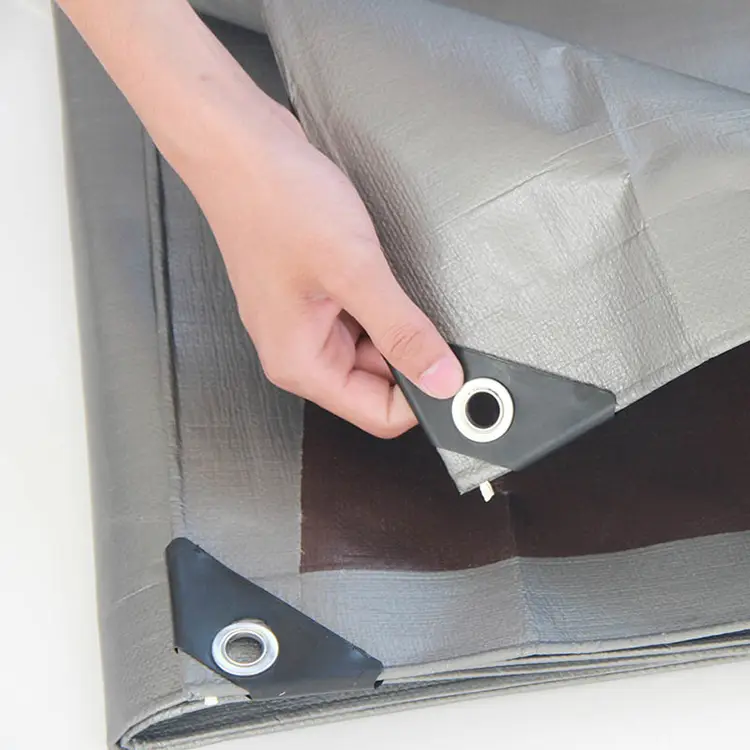 220g zilarrezko marroi pe tarpaulin