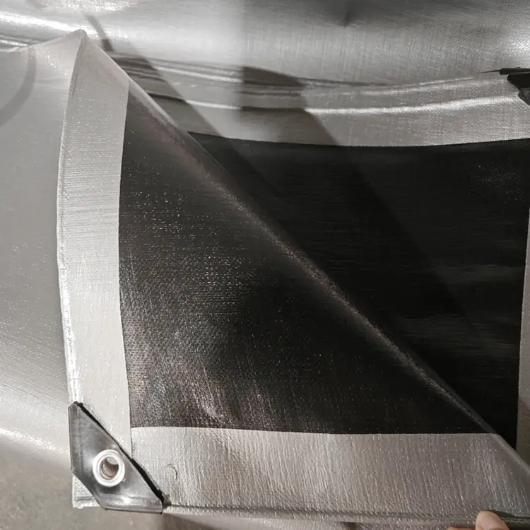 Beltza zilarrezko 240 birjina pe tarpaulin