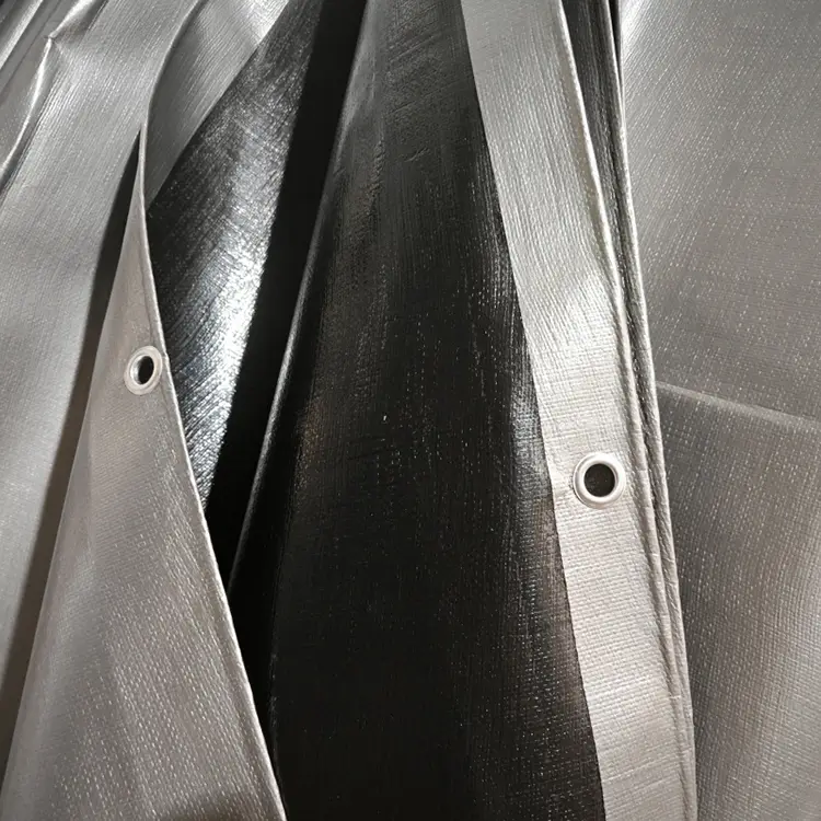 Beltza zilarrezko 240 birjina pe tarpaulin